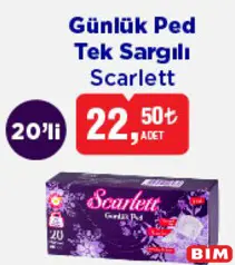 SCARLETT GÜNLÜK PED TEK SARGILI 20'Lİ fiyat ve kampanya bilgisi